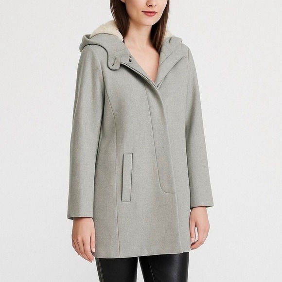 J. Crew Jackets & Blazers - J. Crew Swingy Italian Wool Blend Hooded Coat in Heather Graphite Gray Size 0